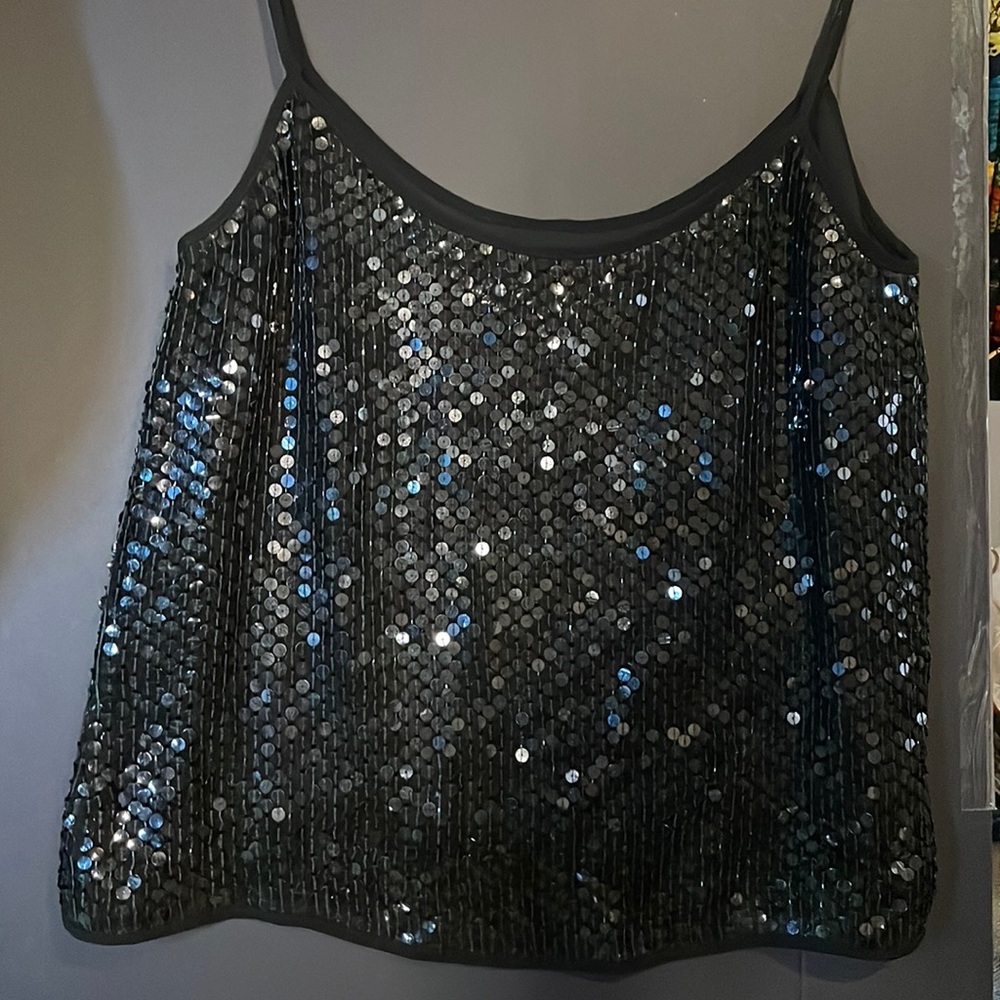 Lined sequined cami top